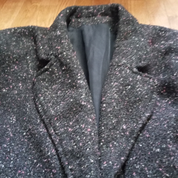 St Germain des Pris 80s soft black/dark grey flecked coat - Picture 3 of 11